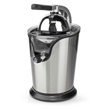 Preview: Effiziente elektrische Edelstahl-Zitruspresse, 100W – Automatik, Alu-Guss-Griff, leichte Reinigung, silber-schwarz