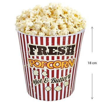 Preview: Vintage Kino-Popcorn Becher (18 cm): Spülmaschinenfest & robust. Retro Popcorn-Eimer für authentisches Kino-Feeling zu Hause