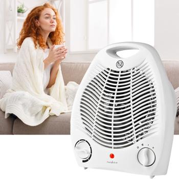 Heizlüfter portabel weiss - 2 Heizstufen (1000/2000W) & Ventilatorfunktion - Thermostatgeregelt - Überhitzungsschutz - Räume bis 20 m²