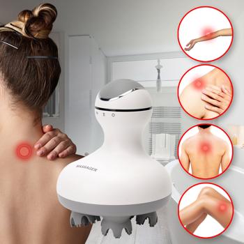 Professionelles Kopf- und Körper-Massagegerät, 4 Massageköpfe, mobil mit Akkubetrieb, abwaschbar, auch mit Massageöl verwendbar