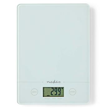 Preview: Moderne Digitalwaage, Touchscreen, Hartglas, edles weiss, bis 5kg,  gramm-genau: Elegante Küchenwaage für einfache Bedienung