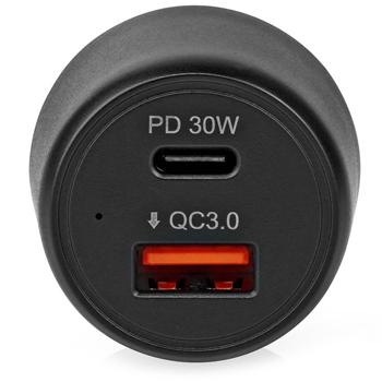 Preview: Kfz-USB-Ladegerät - 2 Ports USB-C & USB-A - 48W Power Delivery 30W & Quick Charge 3.0 18W - MFi-zertifiziert für iPhone 8+ (0-50% in 30 Min) - Schwarz