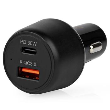 Kfz-USB-Ladegerät - 2 Ports USB-C & USB-A - 48W Power Delivery 30W & Quick Charge 3.0 18W - MFi-zertifiziert für iPhone 8+ (0-50% in 30 Min) - Schwarz