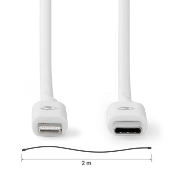 Preview: MFI zertifiziertes iPhone Kabel, USB-C auf Lightning, Quick Charge, 2 m, weiss, Schnelles Laden für iPhone 7, 8, 9, X, 11, 12, 13, 14 PRO / MAX