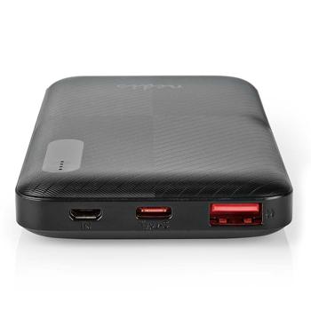 Preview: Powerbank 10.000 mAh – schnelles Aufladen mit 18 W, LED-Anzeige, kompakt & leicht, USB-C & USB-A, ideal für unterwegs, schwarz