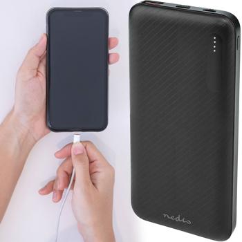 Powerbank 10.000 mAh – schnelles Aufladen mit 18 W, LED-Anzeige, kompakt & leicht, USB-C & USB-A, ideal für unterwegs, schwarz