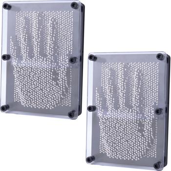 2er-Set 3D Nagelbilder - Faszinierende Reliefs & positive Abdrücke Ihrer Hände - 2160 Metallstifte, Acrylglas-Abdeckung, 124x176x78mm - schwarz/silber