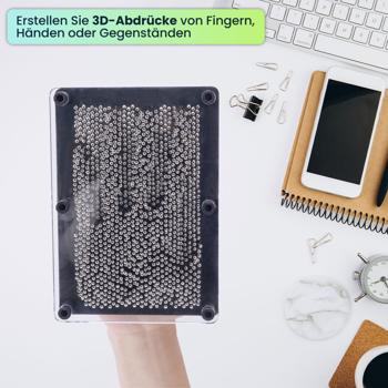 Preview: 2er-Set 3D Nagelbilder - Faszinierende Reliefs & positive Abdrücke Ihrer Hände - 2160 Metallstifte, Acrylglas-Abdeckung, 124x176x78mm - schwarz/silber