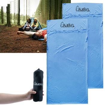 2er-Set Ultraleichter Hüttenschlafsack, atmungsaktive Mikrofasern, nur 200g, inkl. Nylon Kompressionsbeutel, Schlafsack für Camping, Reise, Hotels