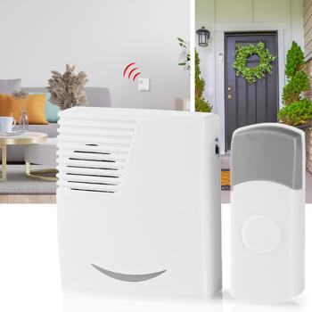 Drahtlose Türklingel: 36 Melodien, 80dB, IP44, weiss-grau, bis 100 m, batteriebetrieben, wetterfeste & flexible Funkklingel für Haus und Garten 