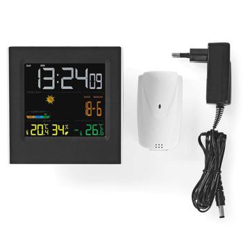 Preview: Farbdisplay Funk-Wetterstation - Innen-/Aussentemperatur & Luftfeuchtigkeit überwachen - Wettervorhersage, Wecker, Schlummerfunktion