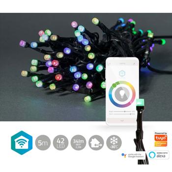 Preview: Bunte SmartLife LED Lichterkette: 42 RGB LEDs, 8 Lichtmuster, IP65, 5m – App-Steuerung für stimmungsvolle & farbenprächtige Beleuchtung