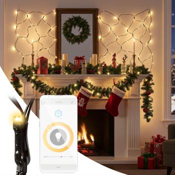 WLAN LED Lichternetz 3x3m - 400 dimmbare LEDs, 7 Muster, IP65 - App-, Google Assistant- & Alexa-Steuerung für Innen & Aussen