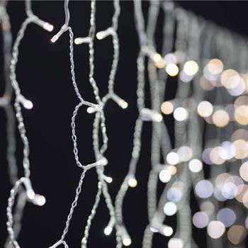 Preview: WLAN-Smart-Vorhang-Lichterkette - 200 dimmbare LEDs, 7 Lichtmuster, App/Sprachsteuerung - IP65 Aussen/Innen, 3m - Warmweiss, Nedis® SmartLife