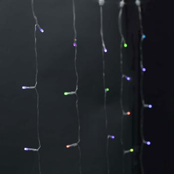 Preview: Farbige WLAN-Smart-Vorhang-Lichterkette - 180 RGB-LEDs - 7 Lichtmuster - IP65 Aussen & Innen - App-Steuerung & Sprachsteuerung (Alexa/Google) - 3m Länge