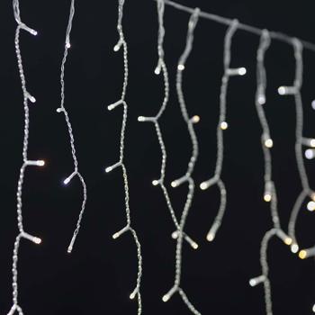 Preview: WLAN-Smart-Eisregen Lichterkette - 400 kaltweisse LEDs, 8m - IP65, dimmbar, Timer - für Innen- & Aussenbereich - 7 Lichteffekte, festliche Deko
