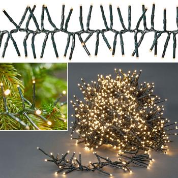 Preview: LED Lichterkette warmweiss - 1512 LEDs, 11m Länge, 7 Lichtmuster & Timer - Ideal für Innen- & Aussenbereiche (IP44), grünes Kabel