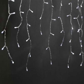 Preview: Eisregen Lichterkette - 180 LEDs - IP44 Spritzwasserschutz, 5,90 m Länge - 7 Modi, Timer, Kaltweiss für Innen- & Aussenbereich