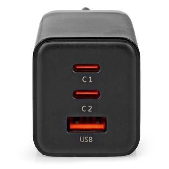 Preview: 65W USB-GaN-Netzladegerät, 2x USB-C & USB-A, Schnellladefunktion, schwarz – lädt Notebooks, Tablets, Macbooks & Smartphones blitzschnell