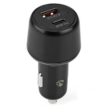 Preview: Kfz USB-Ladegerät 65W - Duales Laden für Smartphones, Tablets & USB-C Notebooks im Auto - USB-C PD & USB Typ A QC 3.0 - 12-24V DC