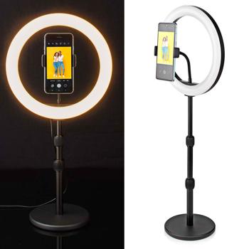 Höhenverstellbares Ringlicht mit Stativ, 26cm – 10 Stufen, 2700-6700K, Perfekt für Fotos, Videos, Make-Up, ABS/Alu