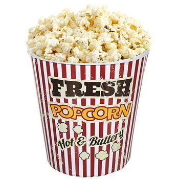 Preview: 3er-Set Vintage Kino-Popcorn Becher (18 cm): Spülmaschinenfest & robust. Retro Popcorn-Eimer für authentisches Kino-Feeling zu Hause
