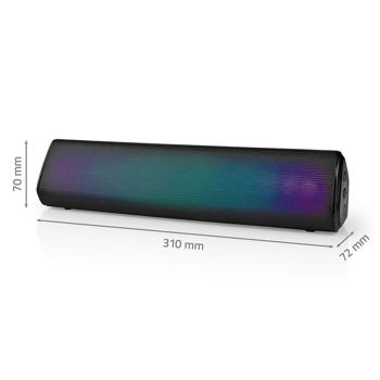 Preview: Bluetooth Soundbar Lautsprecher - 18W Spitzenleistung RGB-Beleuchtung für Party Gaming - 6h Akku TWS Mikrofon AUX - Schwarz