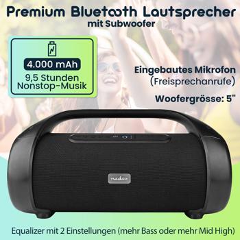 Preview: Premium Bluetooth Lautsprecher (120W) mit Subwoofer, Sprachsteuerung & RGB-LED – Akku, IPX5, edles Design – Ultimatives Klangerlebnis