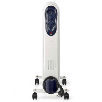 Preview: Mobiler 9-Rippen Ölradiator, (23,9x62,5x36,8 cm), 800-2000W: Heizkörper mit Rollen, weiss, für flexible Wärme, leistungsstark und praktisch