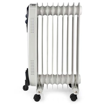 Preview: Mobiler 9-Rippen Ölradiator, (23,9x62,5x36,8 cm), 800-2000W: Heizkörper mit Rollen, weiss, für flexible Wärme, leistungsstark und praktisch