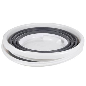 Preview: Falteimer 10L - Platzsparend faltbarer Eimer grau/weiss für Haushalt Camping Outdoor - Robuster Kunststoff/Silikon Material mit Tragegriff - Ø 32x24 cm
