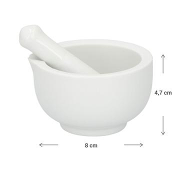 Preview: Mörser & Stössel aus hochwertiger Keramik - Müheloses Zermahlen von Gewürzen & Kräutern - Ø 8 cm, matt weiss - Perfekt für frische Pasten & intensive Aromen