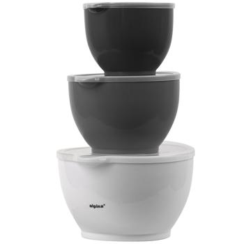 3er-Set Rührschüsseln mit Deckel - 1,2 L, 2 L, 3,4 L Volumen - Mikrowellen- & spülmaschinengeeignet - Stapelbar - Optimaler Schutz vor Insekten & Staub