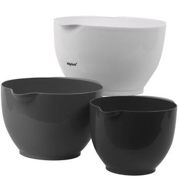 Preview: 3er-Set Rührschüsseln mit Deckel - 1,2 L, 2 L, 3,4 L Volumen - Mikrowellen- & spülmaschinengeeignet - Stapelbar - Optimaler Schutz vor Insekten & Staub