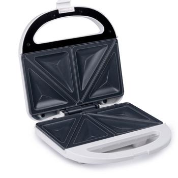 Preview: Sandwichmaker Weiss 750W - Für 2 knusprige Toasts & schnelle Mahlzeiten - Antihaftbeschichtung - Ideal für Küche, Büro & Camping