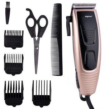 Elektrischer Bart- & Haarschneider - Für Kurzhaarfrisuren & gepflegte Bärte - Inkl. 4 Aufsätze, Schere & Kamm - 10W - 230V/50Hz - Ergonomischer Griff