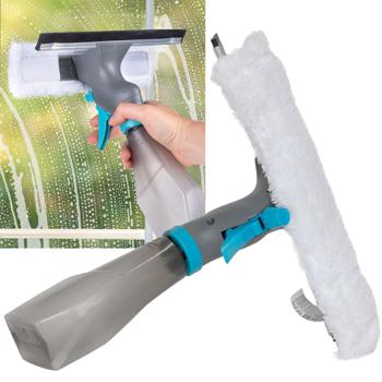 Fensterreiniger mit Sprühfunktion & Mikrofaserbezug - Für streifenfreien Glanz auf Glas, Fliesen & Spiegel - 240ml Tank - 25x26x8 cm