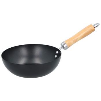 Preview: Wok-Pfanne mit Holzgriff Ø 20,5 cm - PFOA-frei für gesundes Kochen - Antihaftbeschichtung, geeignet für Gas, Elektro & Keramik, nicht für Induktion
