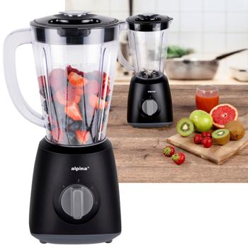 Leistungsstarker Standmixer mit Edelstahlklingen, schwarz, 1,5 l Fassungsvermögen, 2 Geschwindigkeiten, 400 W, ideal für Smoothies, Shakes & mehr