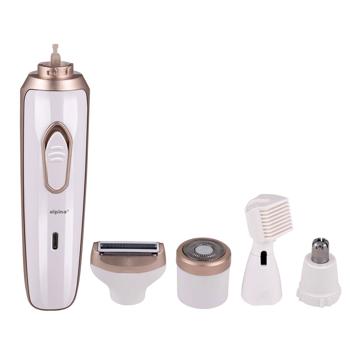 Preview: Elektrischer Damenrasierer - Schmerzfreie Haarentfernung - Kabellos per USB aufladbar, inkl. 4 Aufsätzen, Nasenhaarschneider, Augenbrauentrimmer