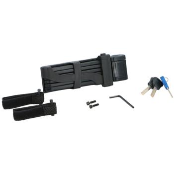 Faltschloss 850mm mit 3 Schlüsseln - sicherer Diebstahlschutz für Velo, Vespa, Motorrad - inkl. Halterung & Montage-Zubehör - kompakt faltbar