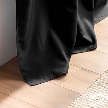 Preview: 2er-Set Vorhang mit Ösen schwarz - 140x260 cm für Altbauten - Verdunkelung, Lärmschutz, UV-Schutz - Polyester, maschinenwaschbar