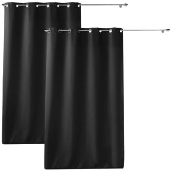 2er-Set Vorhang mit Ösen schwarz - 140x260 cm für Altbauten - Verdunkelung, Lärmschutz, UV-Schutz - Polyester, maschinenwaschbar