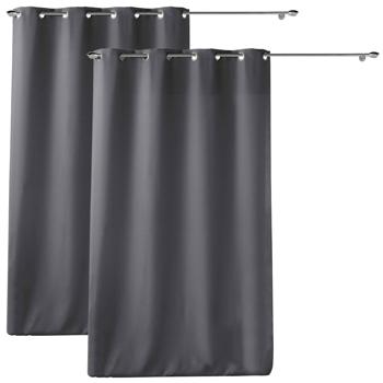 2er-Set Vorhang mit Metallösen anthrazit - Verdunkelung & Lärmschutz - Blickdicht 140x260 cm - UV-Schutz - Maschinenwaschbar 30°C