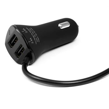 Preview: Praktisches Auto Ladegerät mit 4-fach USB-Anschluss (4 x max. 2,4 A), Family Charger KFZ Ladeadapter, Jeder Mitfahrer hat seine eigene Lademöglichkeit