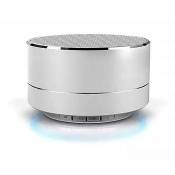 Preview: Bluetooth Lautsprecher - 360° Surround-Sound, Musikbox Ø 7 cm, silber - BT 4.0, 2.5h Akku, Micro-USB-Ladezeit 2h