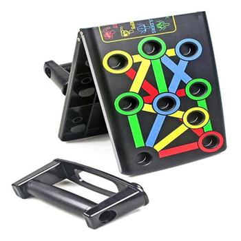 Preview: Push-Up-Board faltbar - 14-in-1 farbcodiertes Liegestützbrett - stärkt Brust Schultern Rücken Arme effektiv - schont Gelenke - 63x18.5x2cm