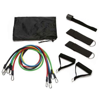 Widerstandsbänder Set – Krafttraining, Fitness & Dehnung – 5 Fitnessbänder (Gelb-Schwarz) mit Handgriffen, Knöchelriemen & Türanker