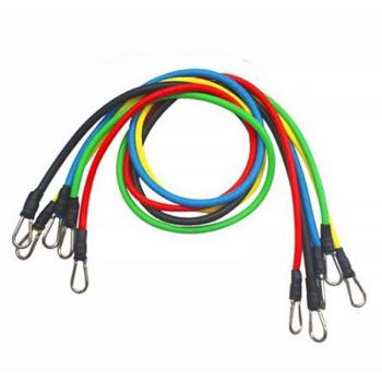 Preview: Widerstandsbänder Set – Krafttraining, Fitness & Dehnung – 5 Fitnessbänder (Gelb-Schwarz) mit Handgriffen, Knöchelriemen & Türanker