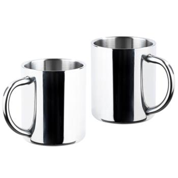 Preview: Thermobecher Edelstahl 2er Set - doppelwandig für Heiss- & Kaltgetränke, 200ml - spülmaschinenfest - ideal für Outdoor, Camping & Glühwein
